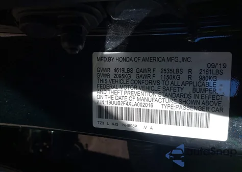 2020 Acura Tlx Tech Package из США, поврежденный, VIN 19UUB2F4XLA002016